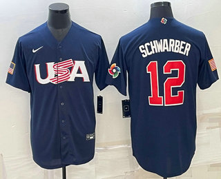 Mens USA Baseball #12 Kyle Schwarber 2023 Navy World Baseball Classic Stitched Jerseys->2023 world baseball classic->MLB Jersey